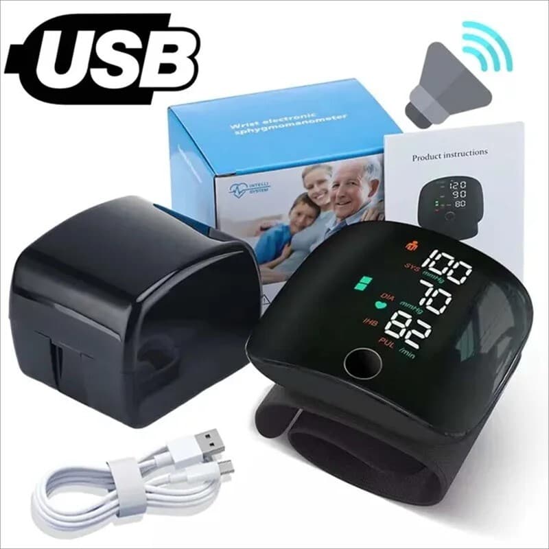 Digital Wrist Blood Pressure Monitor with Adjustable Cuff, Voice Function, Large Display